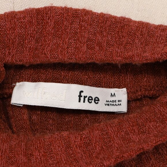 WILFRED FREE Tamu T-Shirt Cropped Ribbed Turtleneck in Brick Color Size M - Picture 5 of 5